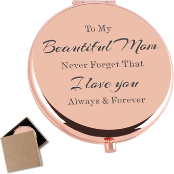Mom Gifts from Daughter to My Beautiful Mom I Love You Rose Gold Travel Compact Mirror Mothers Day Birthday Christmas Thanksgiving Valentines Day Gifts Ideas for Mom
