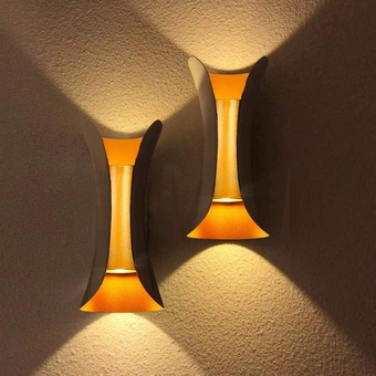 2PCS Outdoor LED Wall Sconce Waterproof Modern Porch Wall Light Fixture Gold Wall Lamp for Hotels Courtyards Gate Porch Warm White Light Source