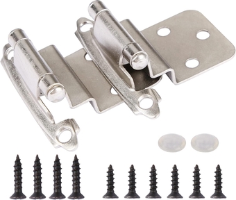 50 Pack Cabinets Hinges Brushed Nickel 3/8" Overlay Satin Nickel Hinges for Kitchen Cabinets Doors Slow Closing Cabinet Hinges Hardware Self-Closing Cabinet Hinges RV Semi-Concealed Cupboard Hinges