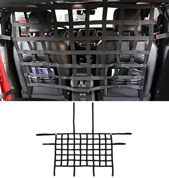 Rear Seat Isolation Pet Net, Back Seat Divider for Dog for 2007-2020 Jeep Wrangler JK JL Gladiator JT 2/4 Door(Black)