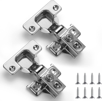 Cabinet Hinges 2 Pack (1 Pair),  Stainless Steel Overlay Soft Close Hinges for Kitchen Cabinets, 1/2 inch Self Closing Door Hinges with Mounting Screws, Damper-3 Way Adjustability