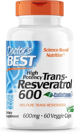 Best Trans-Resveratrol 600, Non-GMO, Vegan, Gluten Free, Soy Free, 600 mg, 60 Veggie Caps (DRB-00416)