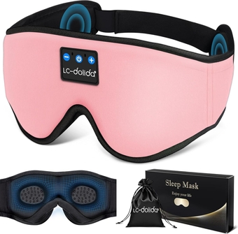 Sleep Mask with Bluetooth Headphones, Sleep Headphones Bluetooth Sleep Mask 3D Sleeping Headphones for Side Sleepers Best Gift and Travel Essential (Pink)