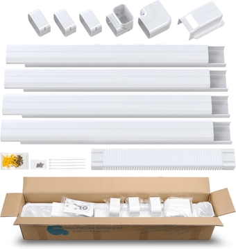 Mini Split Air Conditioner PVC Line Set Cover Kit, 4" 16.5Ft Decorative Tubing for Heat Pumps System and Central Air Conditioner