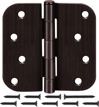 3 Pack 4" Front Exterior Door Hinges Oil Rubber Bronze Interior Door Hinges 4 Inch 5/8" Radius Heavy Duty Steel Outdoors Craft Project 4in Door Hinges for French Double Doors/Gate/Barn 8 Holes 4x4"