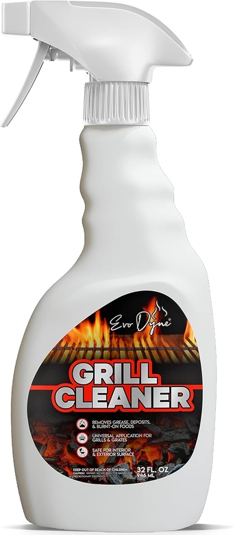 Grill Cleaner Spray (32 oz), Made in USA - Quickly Cleans BBQ Burnt-on Foods and Grease from Grill Grates - Heavy Duty, Fast-Acting Formula, Less Scrubbing - Food Safe Grill & Oven Degreaser (1-Pack)