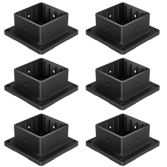 4x4 Post Base, 6 Pack Plastic Post Anchor Deck Post Base Support for Outdoor Wooden Fence,Mailbox,Pergola Brackets Fence Kit, Durable Black Bracket Base Cover with Black Powder-Coated