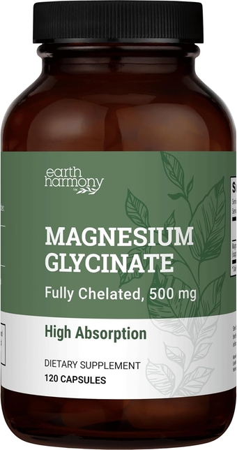 Chelated Magnesium Glycinate 500mg - High Absorption Magnesium Supplement for Women and Men, Magnesium Pills, Magnesium Capsules - Heart, Nerve and Bone Support (120 Capsules)