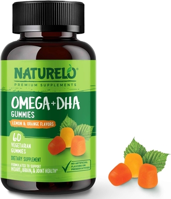 Vegetarian DHA and Omega 3 Supplement from Algae and Chia Seed Oil for Heart, Brain and Joint Health - No Fish, Gelatin, or Artificial Sweeteners - 60 Gummies