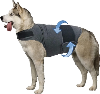 Dog Anxiety Jacket, Skin-Friendly Dog Calming Shirt - Dog Coat for Thunder, Fireworks and Separation - Keep Pet Calm Without Medicine & Training, Anti Anxiety Vest for Dogs (Dark Grey, L)