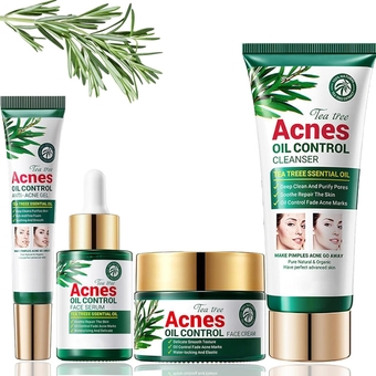 Acne Skin Care Set, Tea Tree Skin Care, Skin Care Sets for Oily Skin, Skin Care for Acne, Anti Aging Skincare Gift Set, Skincare Set for Women, Oil Control Skin Care Kits, Cleanser, Serum, Gel, Cream