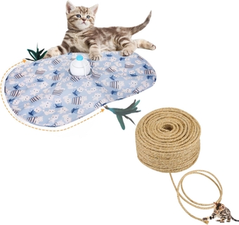 Sisal Rope for Cat Scratcher, Cat Scratching Post Replacement Automatic Interactive Cat Toys, Electronic Cat Feather Toys 3-in-1 Cat Self Play Automatic Moving Toys
