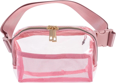 Clear Fanny Pack Stadium Approved Clear Belt Bag with Adjustable Strap Transparent Cross Body Waist Bag for Workout Shopping Travel Concerts Music Festival(Pink)