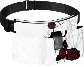 Gothic Red Rose Branch Tool Pouch Pockets Work Organizer Bag Tool Holder for Carpenter, Construction, Handyman and Electrician Tool Bag Set