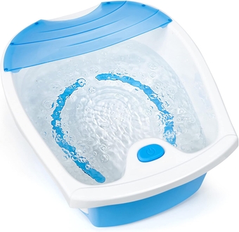 Foot Spa Bath W/Smooth Bubble Massage, Massage Nodes & Arch, Splash Guard, Toe-Touch Control, Heat Maintenance, Portable Home Spa, Tired Relieve, Promote Blood Circulation Feet Soaker (Blue)