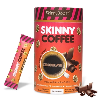 Skinny Boost Skinny Coffee- (Chocolate) Instant Sticks Made with Arabica Coffee, Garcinia Cambogia, Green Tea Extract, Coffee Bean Extract, and Prebiotics- Keto Friendly. (28 Packets)