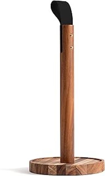 Farmhouse Paper Towel Holder Stand, Acacia Wood, Brown Medium