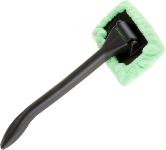 Windshield Cleaner with Microfiber Cloth, Handle and Pivoting Head- Glass Washer Cleaning Tool for Windows 4 Pack (Green)