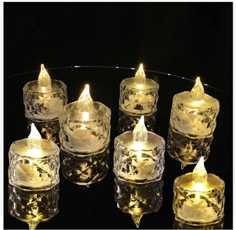 12pack LED Crystal Candle Light Table Centrepiece Flameless Candles Transparent Small Tea Wax Birthday Proposal INS Desktop Decoration Create Atmosphere Smokeless Candles Tea Lights