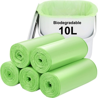 trash bag(2.6 Gallon), 120PCS biodegradable trash Bags, small garbage bags,mini liner bags for kitchen bins,Strong,durable,thicken,Compostable, Recycle,for Wastebasket can/Food/Home-10L