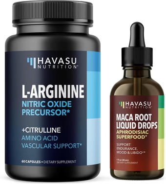 L-Arginine + Citrulline Capsules + Organic Maca Root Liquid Drops | Nitric Oxide Pills & Pure Maca Root Extract for Mood, Endurance, Circulation, Stamina & Energy Support | 1 Fl Oz + 60 Capsules