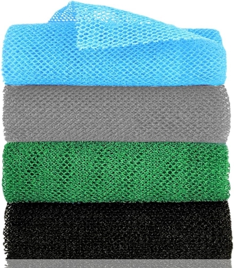 African Exfoliating Net, African Net Sponge, Nylon African Bathing Sponge Net, African Net Long Net Bath Sponge Shower Body Scrubber Back Scrubber Skin Smoother ((Black,White,Blue,Emerald Green))