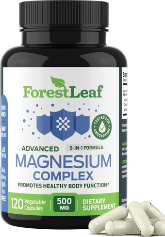 Advanced Magnesium Complex 500mg - Magnesium Supplement 500 mg for Muscle Cramps, Nerves, Sleep, Energy & Constipation -Combo Magnesium Taurate, Glycinate Chelate, Malate, Oxide & Citrate Capsules