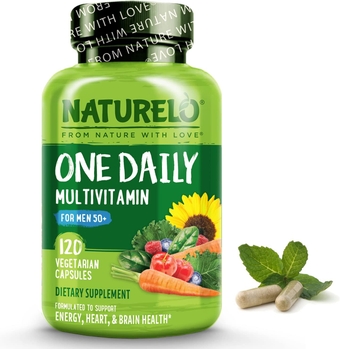 One Daily Multivitamin for Men 50+ - with Vitamins & Minerals + Organic Whole Foods - Supplement to Boost Energy, General Health - Non-GMO - 120 Capsules - 4 Month Supply