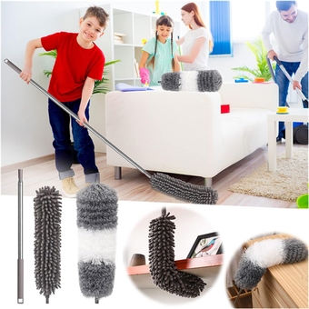 Microfiber Feather Extendable Duster with Extendable Pole, 100" Telescopic Washable Detachable Chenille Dusting Brush Microfiber Feather Extendable Duster for Ceiling, Fan, Furniture