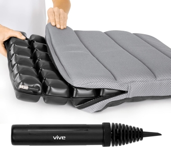 3D Inflatable Seat Cushion - Adjustable Air Pressure Relief Seat, Portable - Waffle Style Tailbone Pad for Back Support, Sciatica, Coccyx Pain - for Car, Office Chair, Wheelchair, Travel (Black)