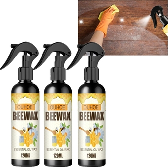 Beeswax Furniture Polish, 120ml Natural Micro-Molecularized Beeswax Spray, The Original Beeswax Spray Furniture Polish, Beeswax Spray for Floor Table Chair Cabinet Home Furniture Polish&Cleaner (3pc)