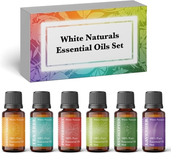Essential Oils Kit of 6 X10ML Diffuser Fragrance Oils Set, Sweet Orange, Tea Tree, Peppermint, Lemon Grass, Eucalyptus & Lavender, Gift Set
