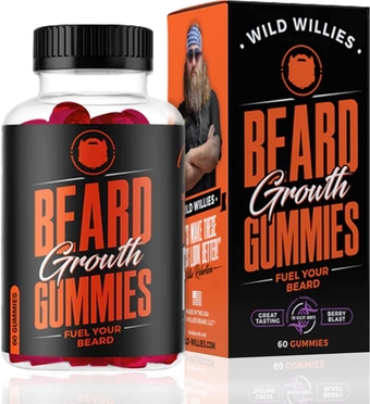 Beard Growth Gummies Supplement Grow Fuller & Thicker Beard, Formulated with Biositol Complex & 19 Hair Grooming Nutrients & Vitamins - 60 Gummies, Berry Blast Flavor