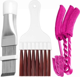 3 Pcs Air Conditioner Condenser Fin Comb/Cleaning Brush, Coil Cleaner Whisk Brush with Window Blinds Brush Dust Cleaner for Refrigerator Evaporator Radiator