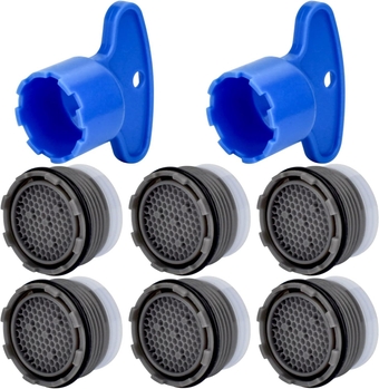 6 Pieces Faucet Cache Aerators with Faucet Aerator Removal Tool 16.5 mm Water Saving Flow Restrictor Set Replacement Part for Bathroom or Kitchen