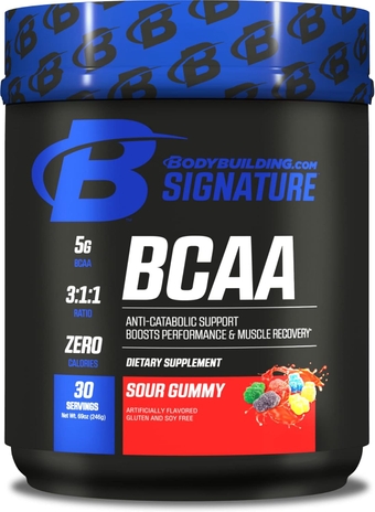 Bodybuilding Signature BCAA Powder | Essential Amino Acids | Nutrition Supplement | Promote Muscle Growth and Recovery | 30 Servings, Sour Gummy