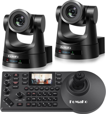 PTZ Camera 30X Bundle HDMI 3G-SDI IP PoE HDMI PTZ Camera for Church Worship(2pcs) PTZ Controller PoE IP PTZ Camera Controller Keyboard (PTZ Bundle FMK30SDIx2+KC608 Pro)