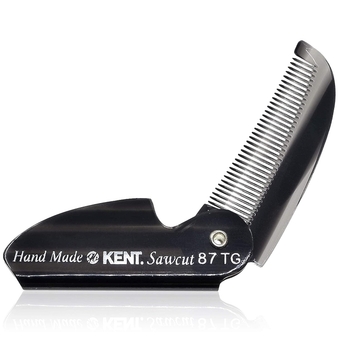 87T Graphite Handmade Folding Pocket Comb for Men, Fine Tooth Hair Comb Straightener for Everyday Grooming Styling Hair, Beard or Mustache, Saw Cut Hand Polished, Made in England (3 Pack)
