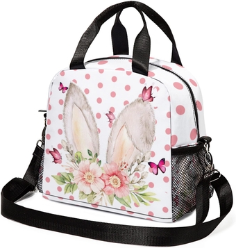 Rabbit Ears Cute Small Lunch Bag for Teen Girls with Strap Insulated Lunch Bag Large Capacity Reusable Lunch Bags for Adult Kids School Work Women