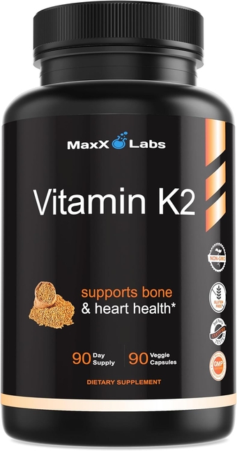 Vitamin K2 Supplements - Full Spectrum Vitamin K2 MK7, MK4 & Calcium - High Strength Vitamin K Works with Vitamin D3 K2 5000 IU - K2 Vitamin Supplement 600mcg - Support Bone Health - 90 Capsules