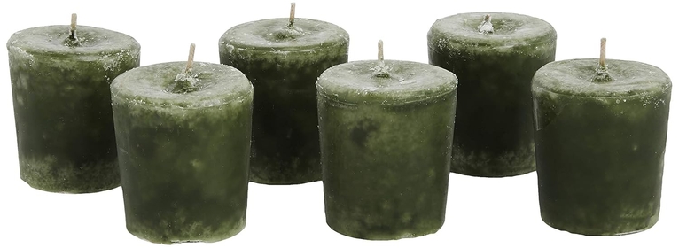 Votive Candles Essential Oil with Juniper Spruce and Basil, Evergreen Holiday, 6 Count