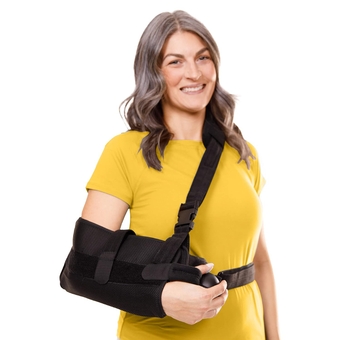 Abduction Shoulder Sling - Rotator Cuff Immobilizer Brace with Padded Relief Support Wedge and Ball for Right or Left Arm Pain From Post-Surgery or Tear Recovery and Subluxation (Medium)