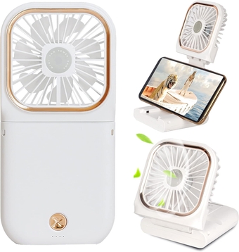 Mini Handheld Fan Portable Charger Small Fan Breeze Quiet Power Rechargeable USB Fan for Travel Small Personal Fan, Outdoors, Hiking, Camping, white