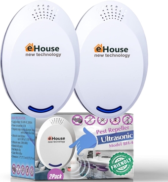 BH-4, Ultrasonic Pest Repeller - Electronic & Ultrasound, Indoor Plug-in Repellent - Get rid of - Rodents, Mice, Squirrels, Bats, Insects, Bed Bugs, Ants, Fleas, Spiders, Roaches (Purple, 2 Pack)