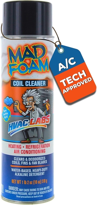 Crazy Foam AC Coil Cleaner for AC Unit Foaming -  Condenser Coil Cleaner - Evaporator No Rinse or Rinse with Water, Heating & Refrigeration - Break down Grease Oil Dust Dirt (1)