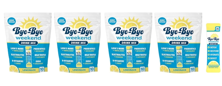 Lemonade Drink Mix - Electrolytes, Probiotics, Vitamins for Liver & Gut - Goodbye Bloating, Fatigue, Brain Fog - Zero Sugar - 4 Pack