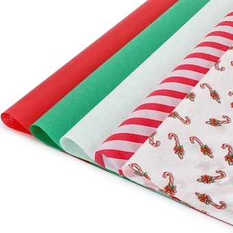 Christmas Tissue Paper, 120 Sheets Bulk Tissue Paper for Gift Bags Assorted Design Gift Christmas Wrapping Paper, Red Green White Tissue Paper for Xmas Holiday Crafts (Christmas Candy Canes)