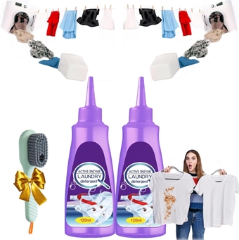 Enzyme Laundry Stain Remover,Active Enzyme Laundry Stain Remover - White Shirt Guardian,Active Enzyme Clothing Stain Remover,Fast Laundry Stain Remover (2Purple)
