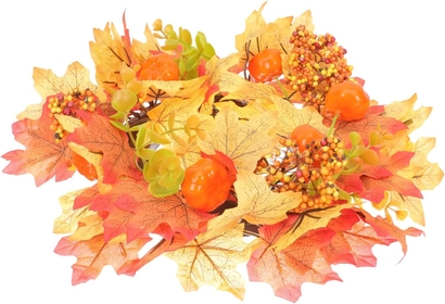 Holiday Decorations Thanksgiving Day Candle Ring Halloween Candle Holder Mini Berry Twig Wreath Tabletop Wreath Farmhouse Wreath Christmas Decor Outdoor Artificial Plastic Ornament
