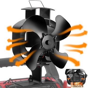 4-Blade Heat Powered Wood Stove Fan Oscillating Fireplace Fan Non Electric with Bracket designed for Heater/Wood Burning Stove, Heat Activated Thermal Fan Eco Fans for Pellet/Wood/Log Burner